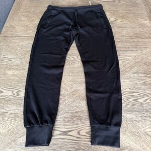 Zara Man Black Jogger Pants Slim Fit Drawstring Side Stripe Mens Medium
